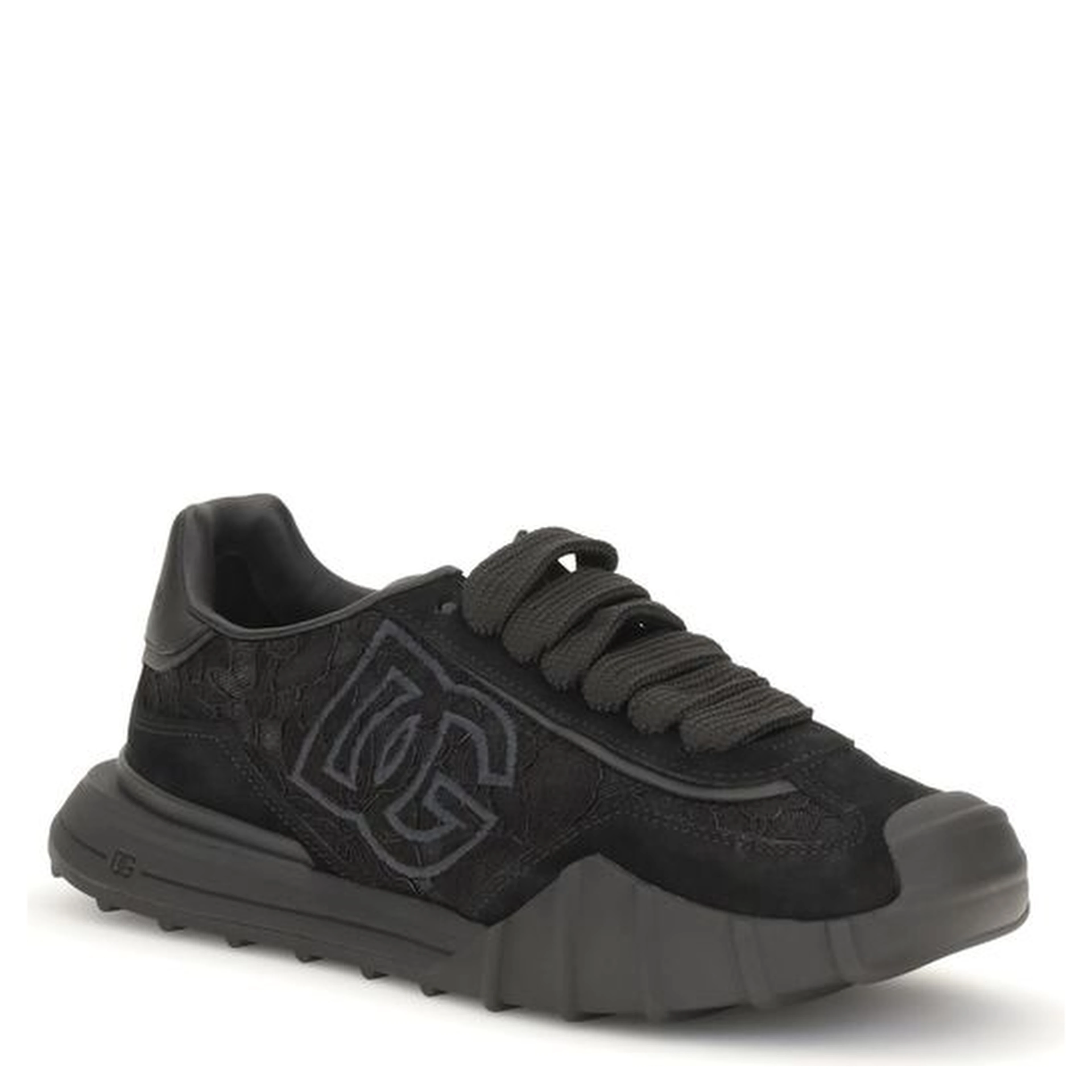 Black Calf Leather Bos Taurus Chunky Sneakers
