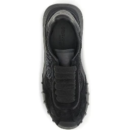 Black Calf Leather Bos Taurus Chunky Sneakers