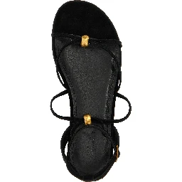 Black Goatskin Flat Sandals