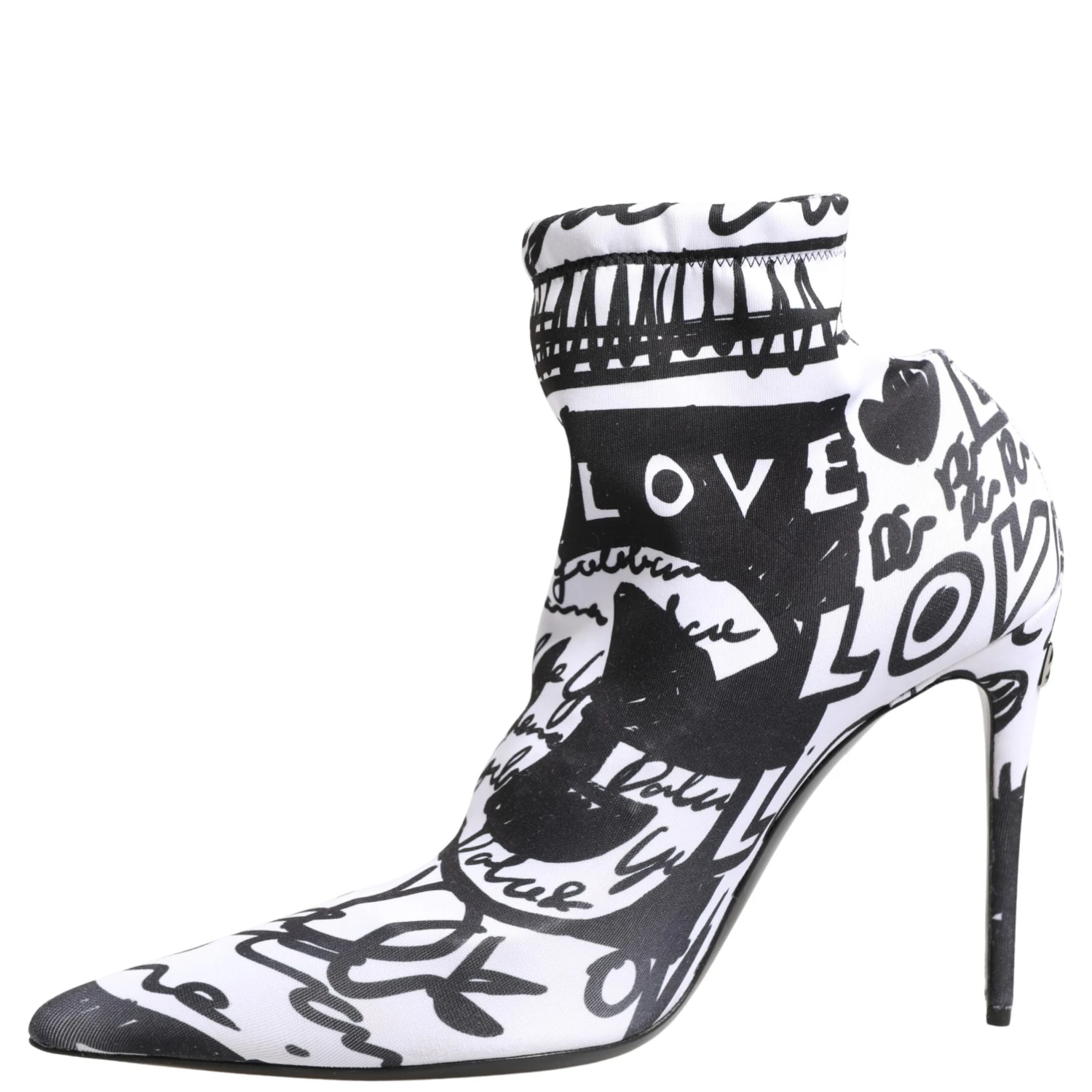 White Graffiti Stretch Ankle Boots Shoes