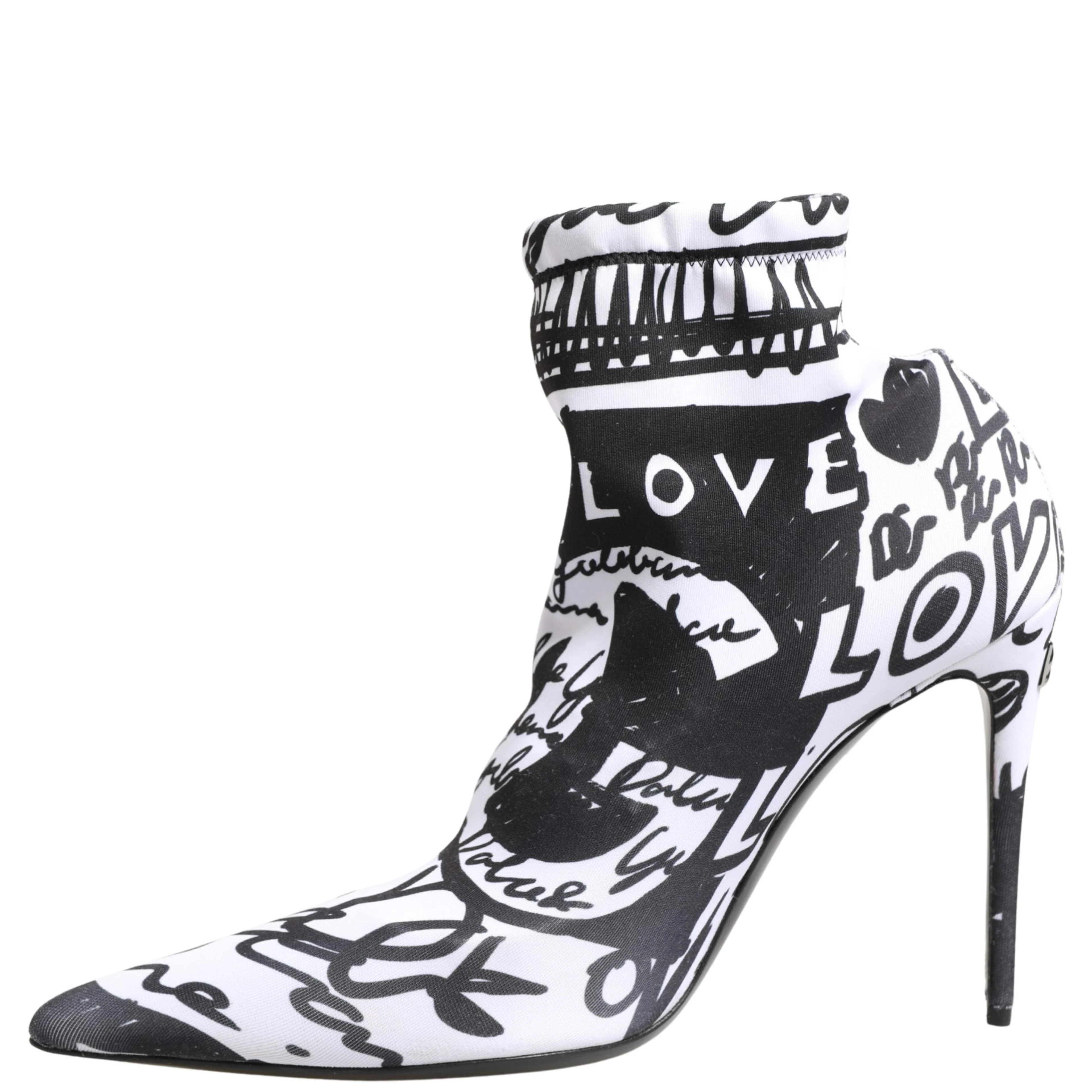 White Graffiti Stretch Ankle Boots Shoes