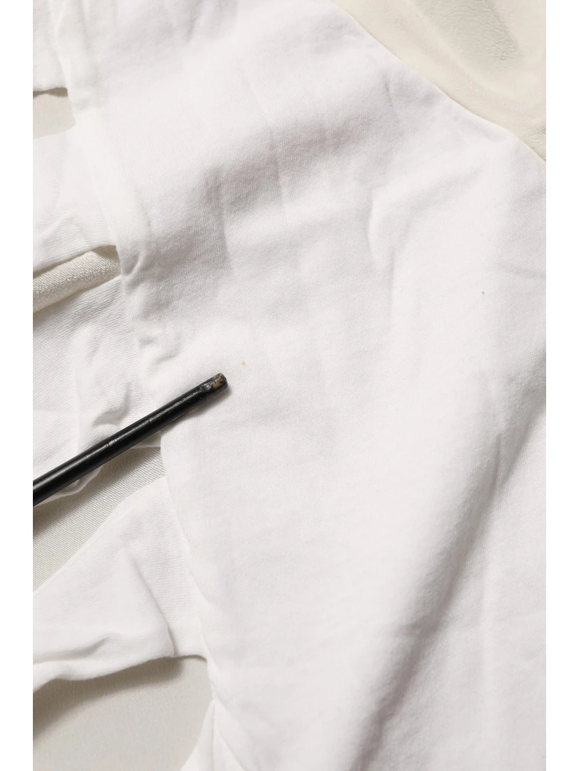 Off White Silk Sheer Round Neck Short Sleeves Blouse Top
