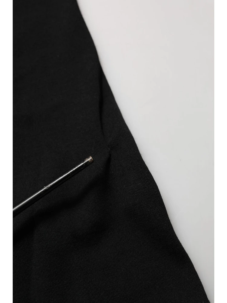 Black Wool Crew Neck Short Sleeves T-shirt