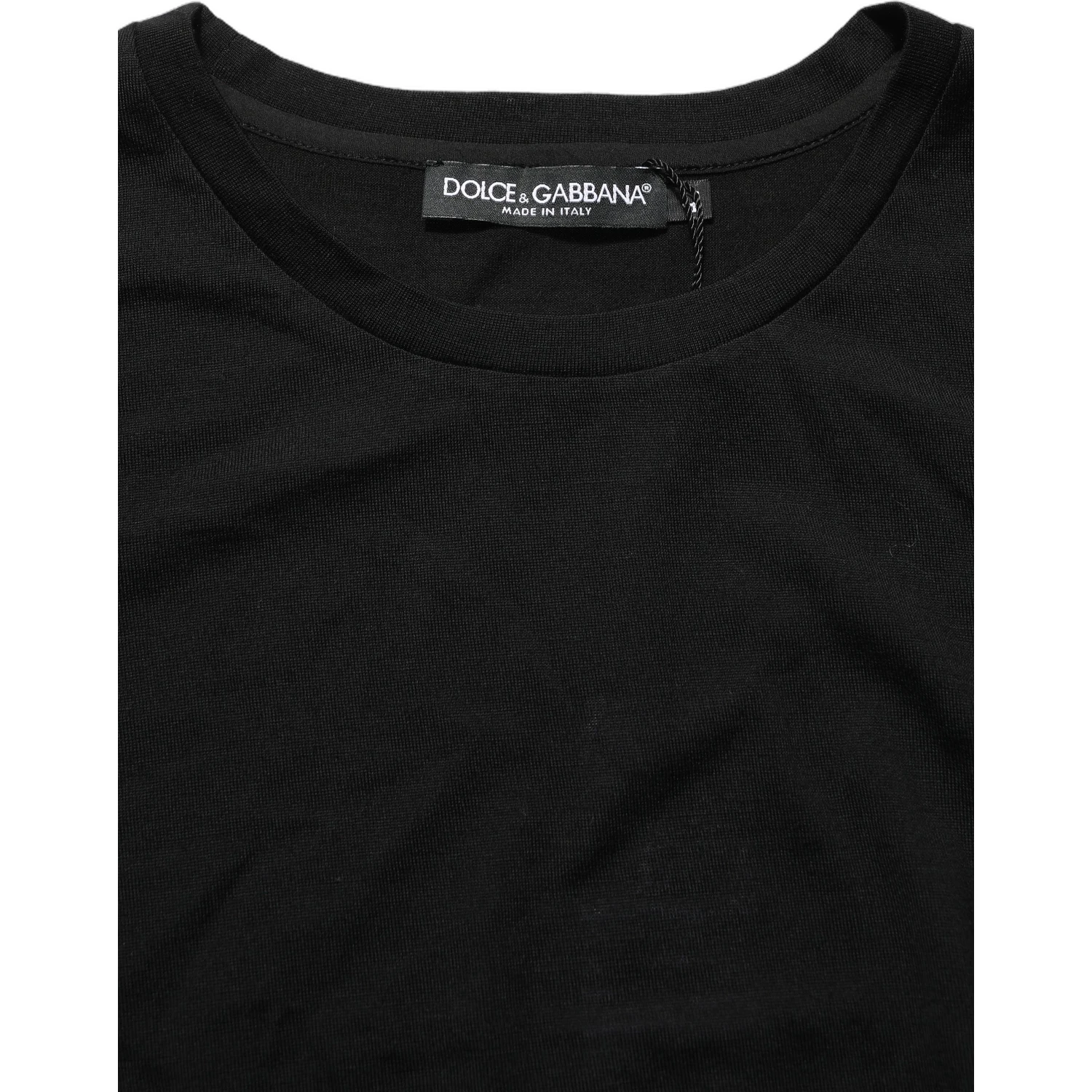 Black Wool Crew Neck Short Sleeves Men T-shirt