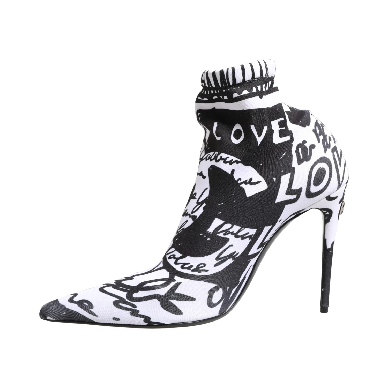 White Graffiti Stretch Ankle Boots Shoes