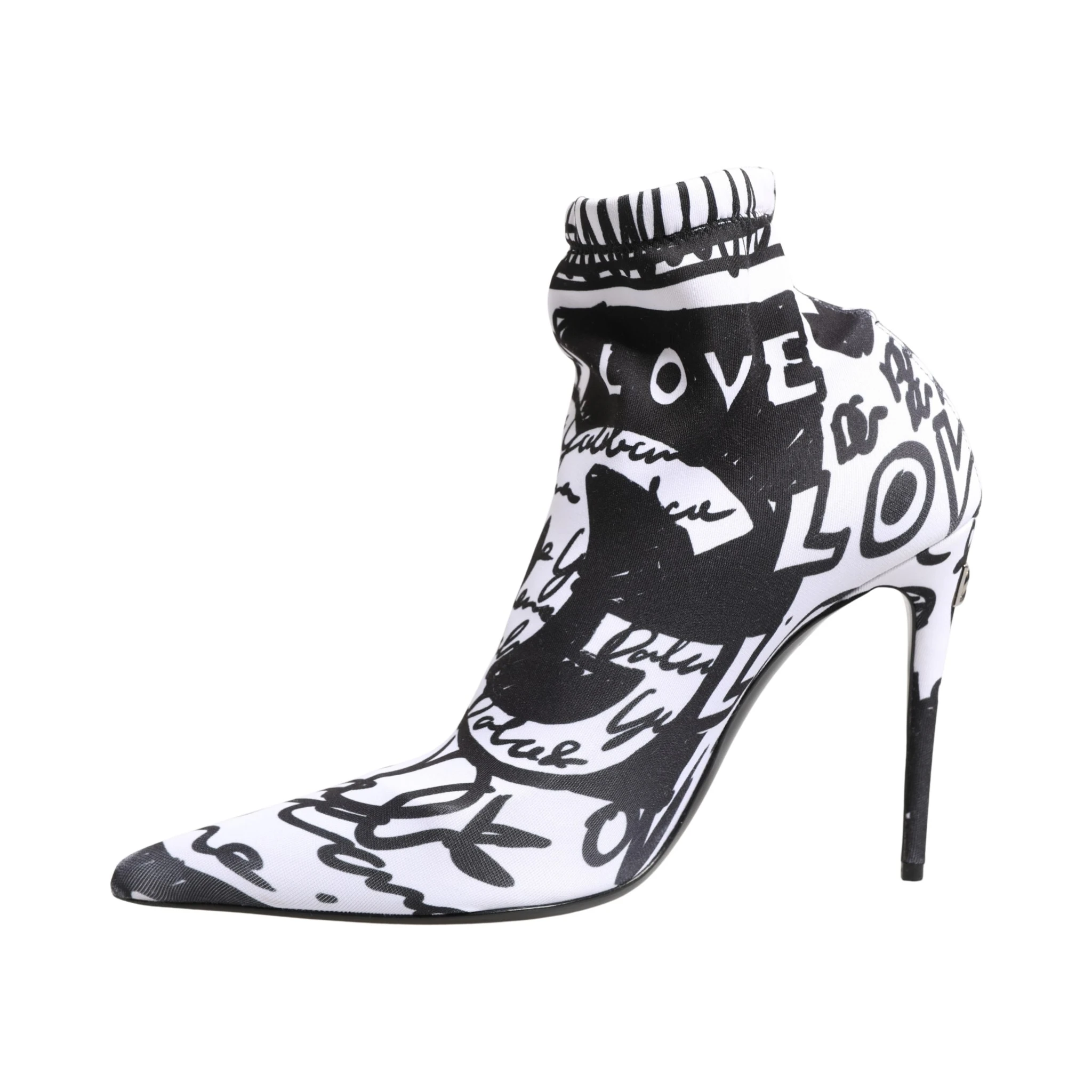 White Graffiti Stretch Ankle Boots Shoes