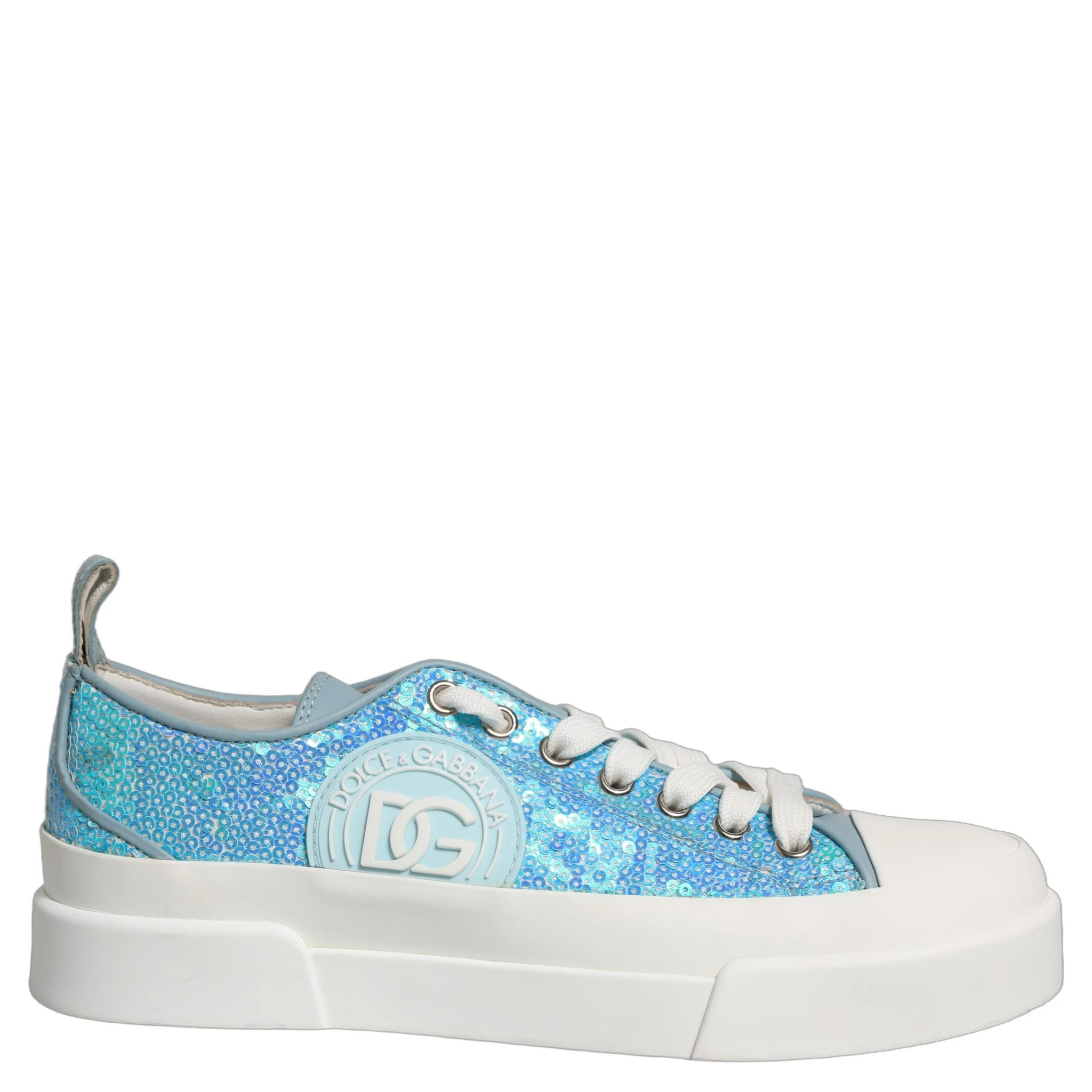 Blue White Sequin Logo Low Top Sneakers Shoes