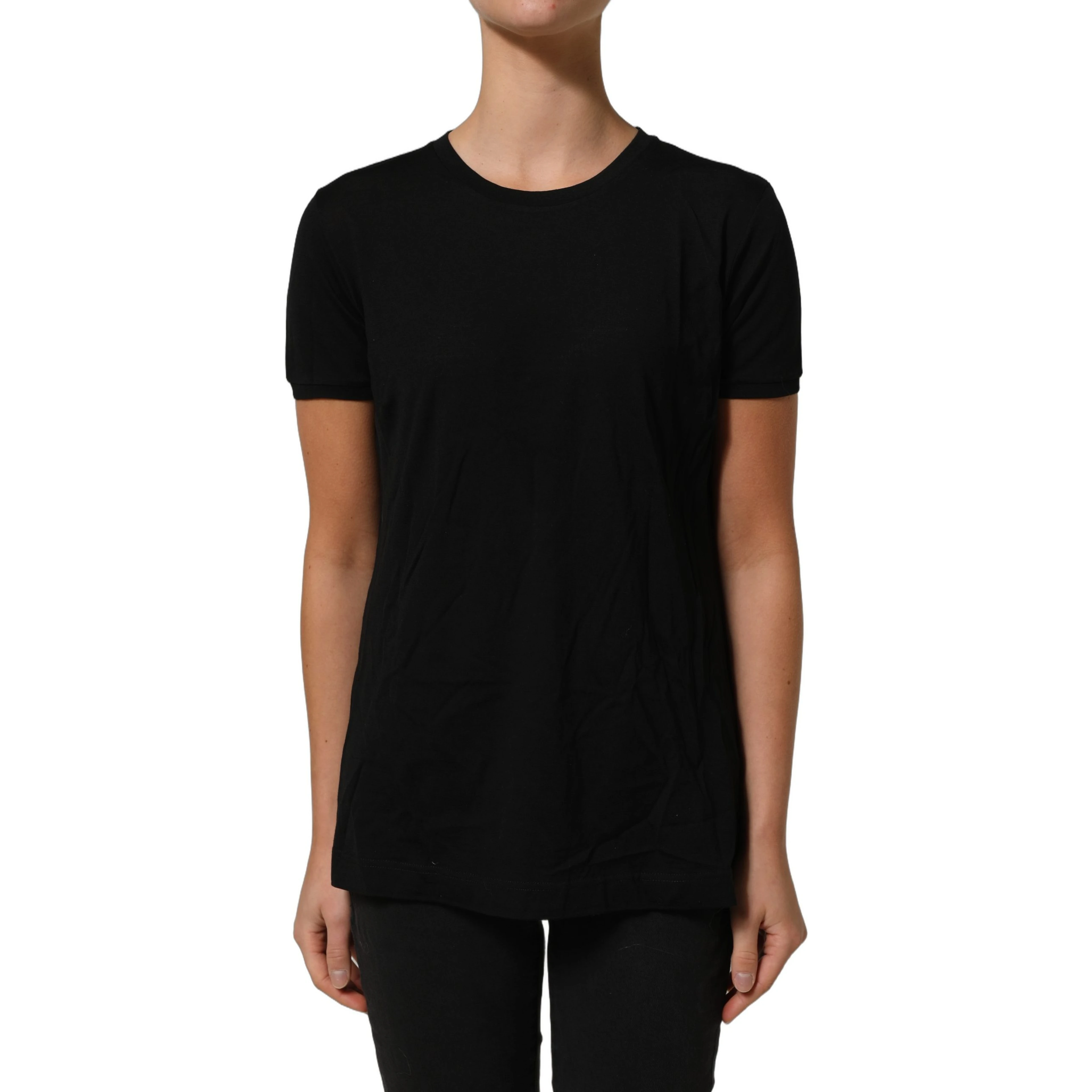 Black Wool Crew Neck Short Sleeves Men T-shirt