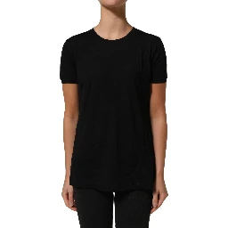 Black Wool Crew Neck Short Sleeves Men T-shirt