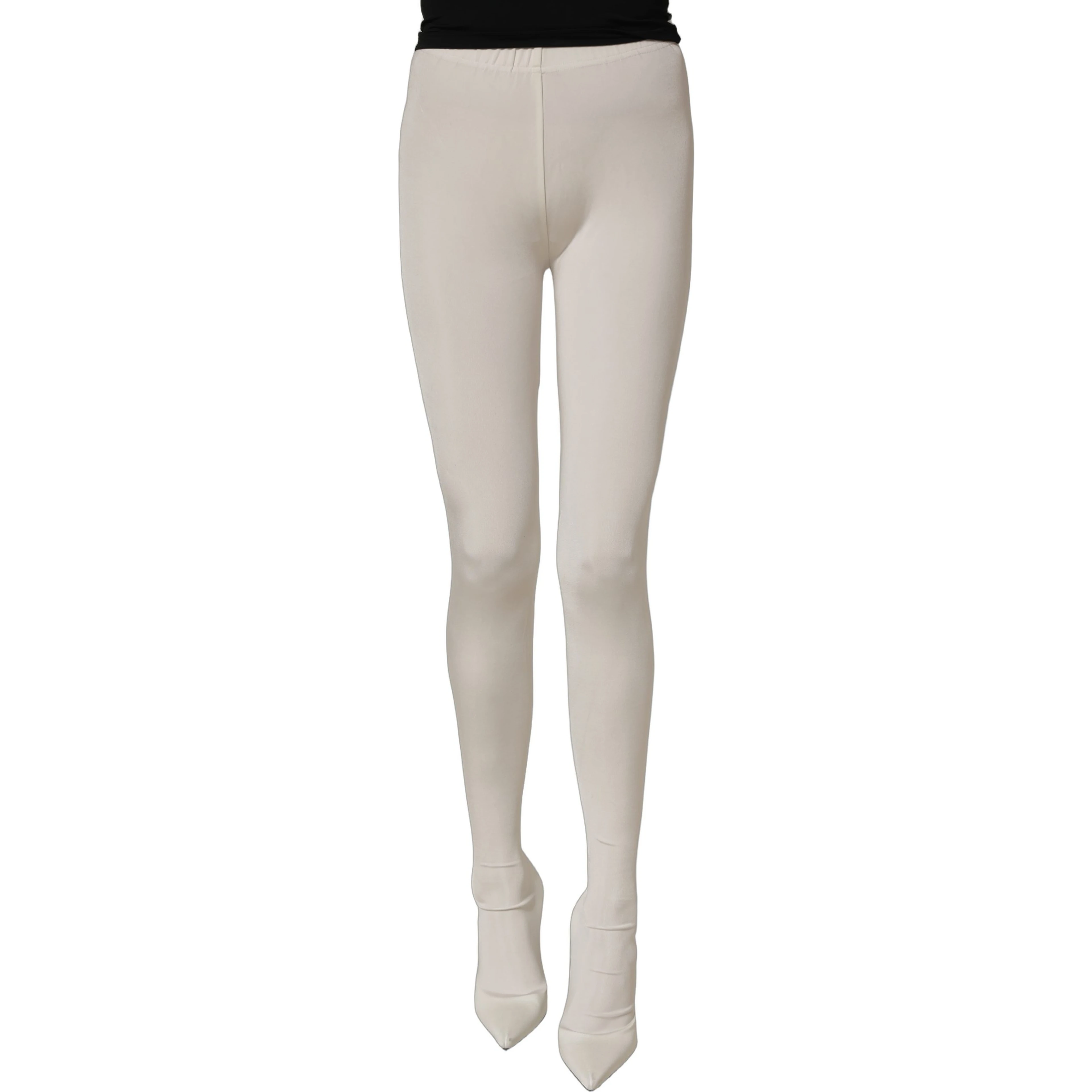 White High Heels Pumps Jersey Tights Shoes