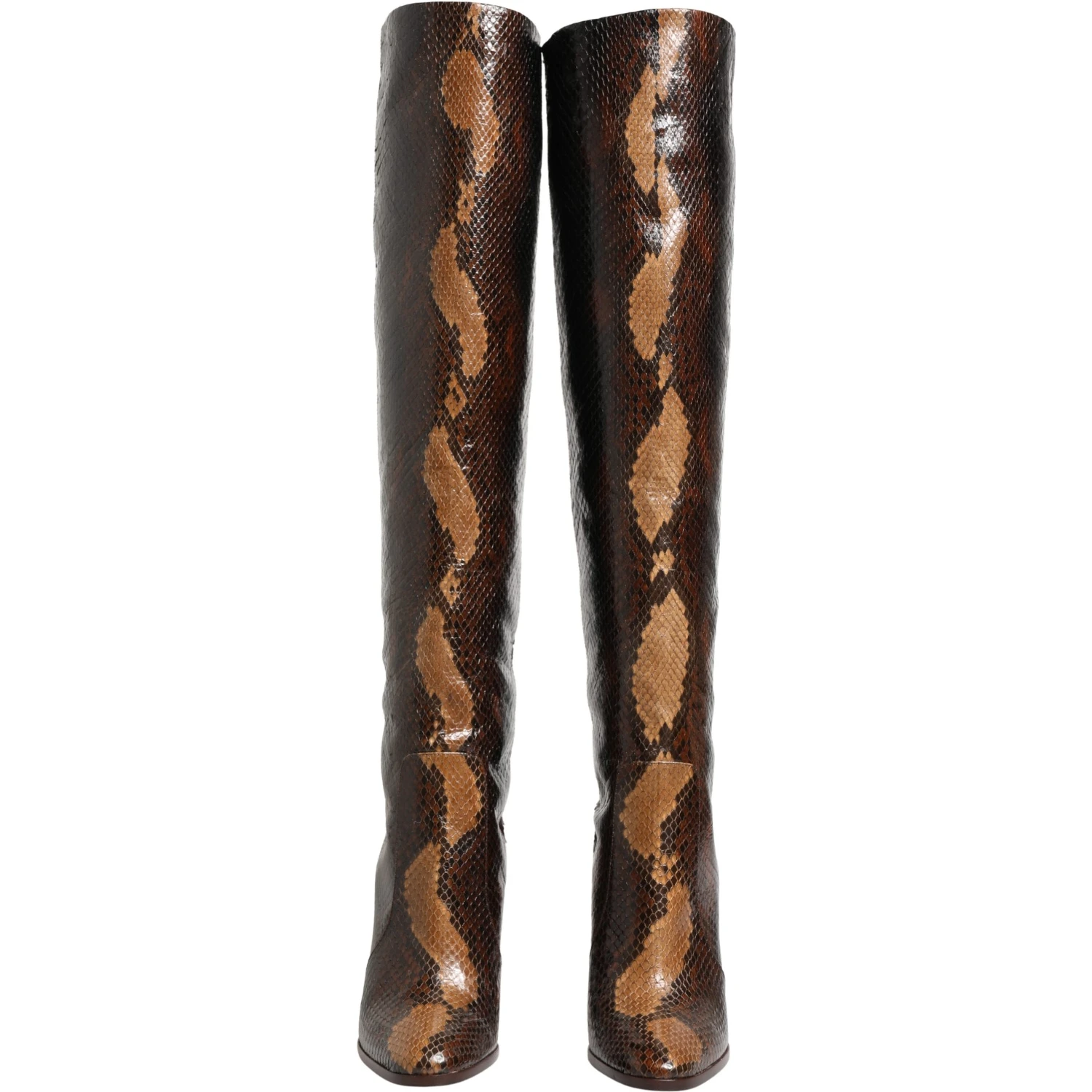 Brown Exotic Leather Knee High Boots Shoes