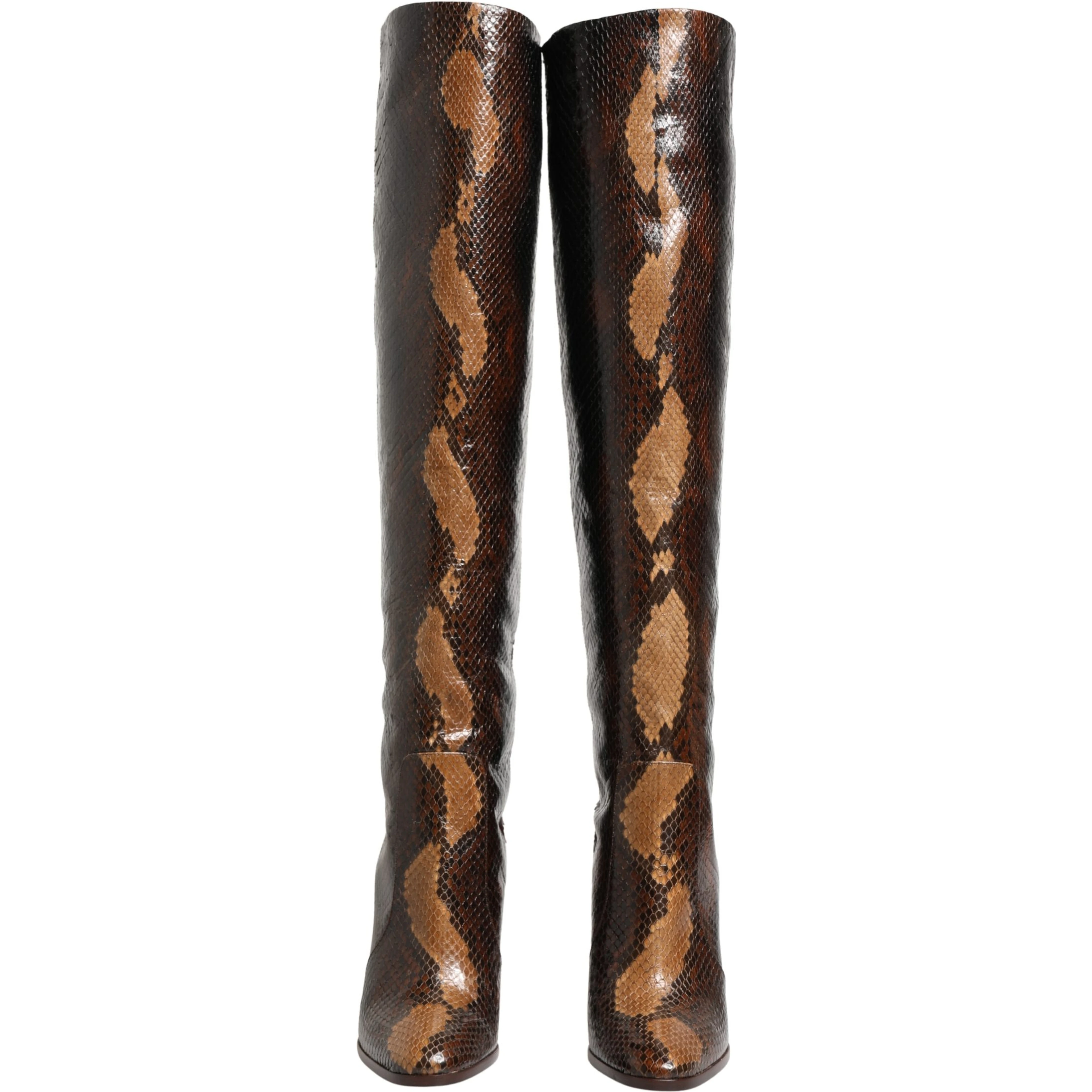 Brown Exotic Leather Knee High Boots Shoes