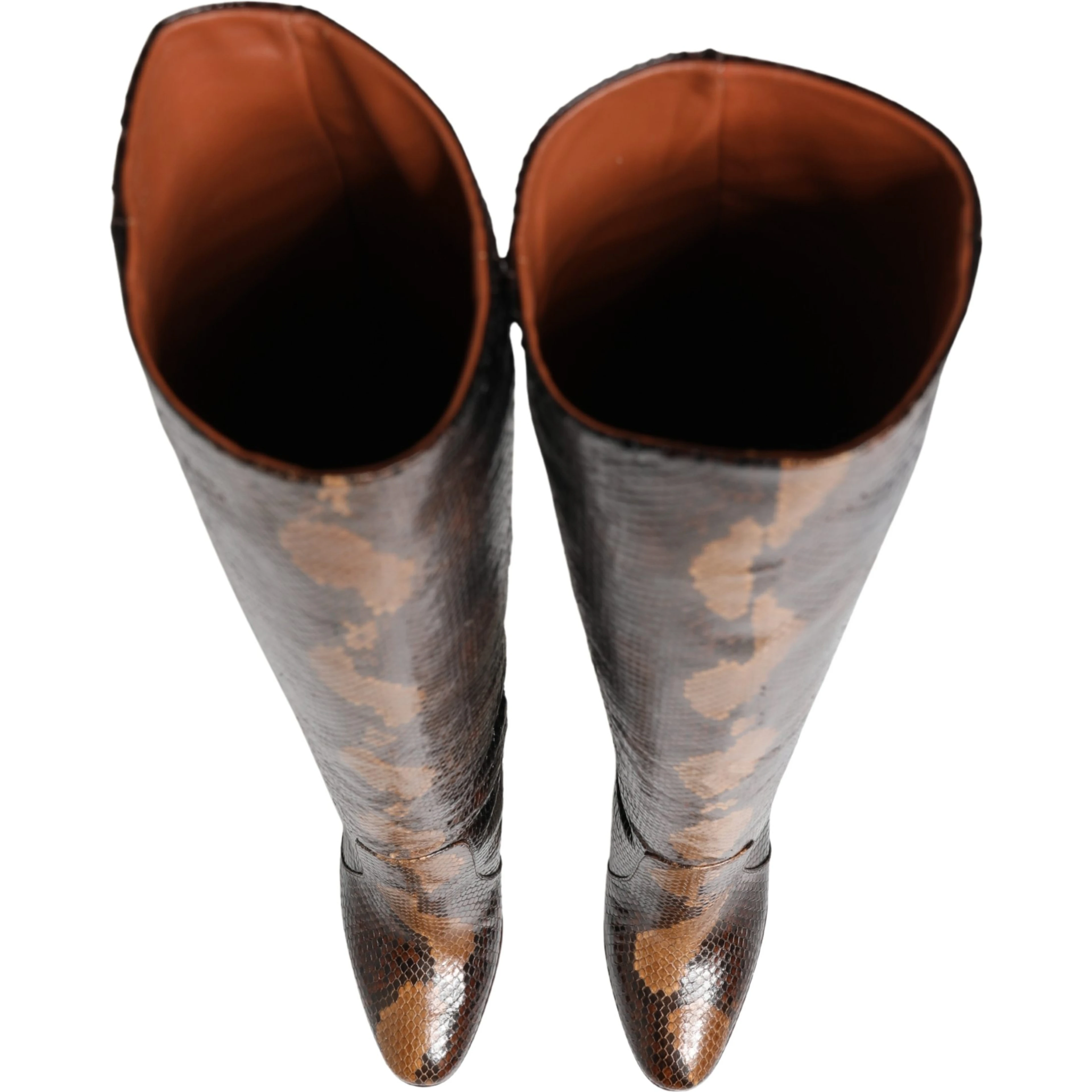 Brown Exotic Leather Knee High Boots Shoes