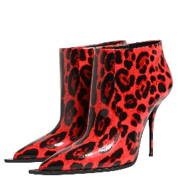 Red Leopard Cardinale Ankle Boots Shoes