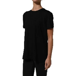 Black Wool Crew Neck Short Sleeves T-shirt