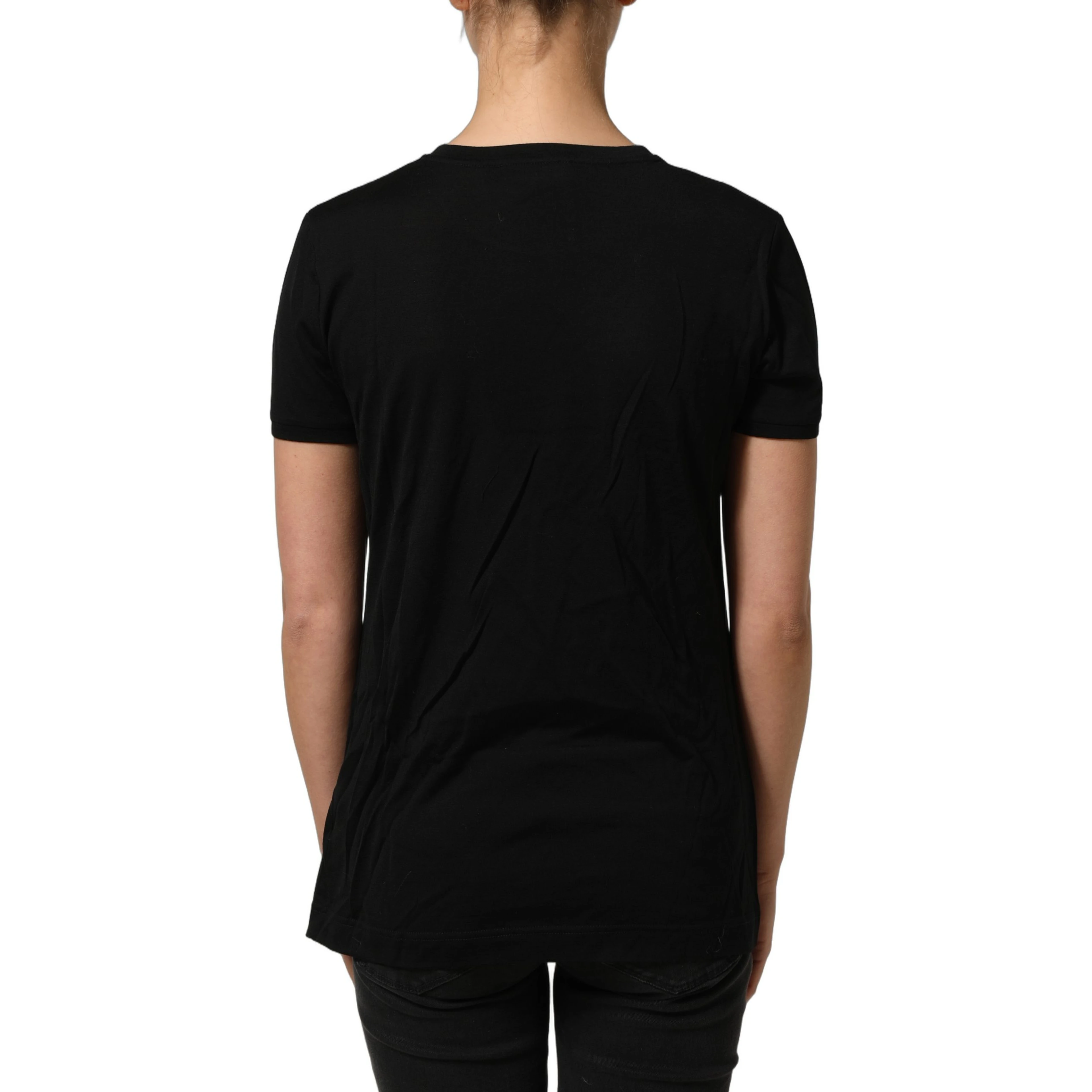 Black Wool Crew Neck Short Sleeves Men T-shirt