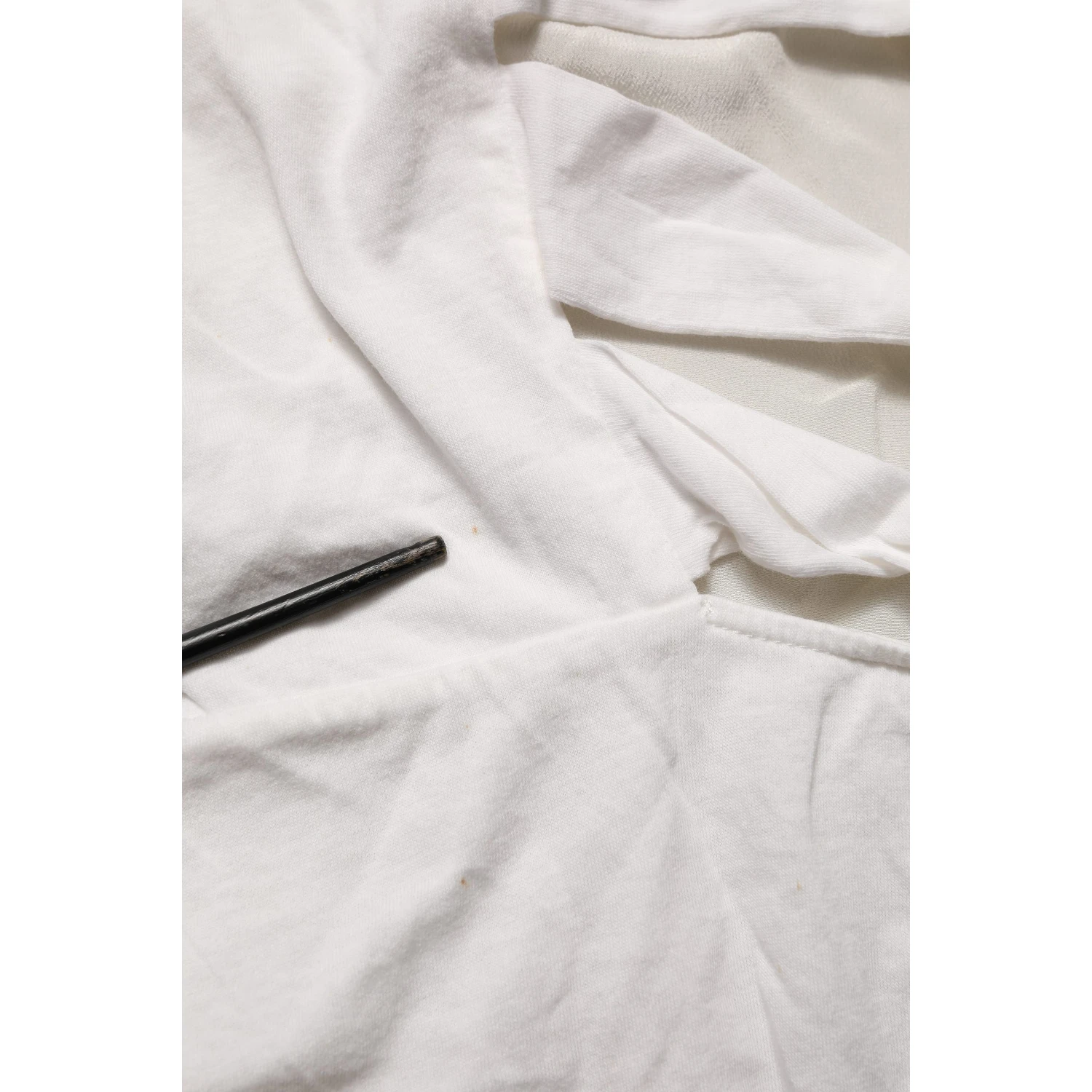 Off White Silk Sheer Round Neck Short Sleeves Blouse Top