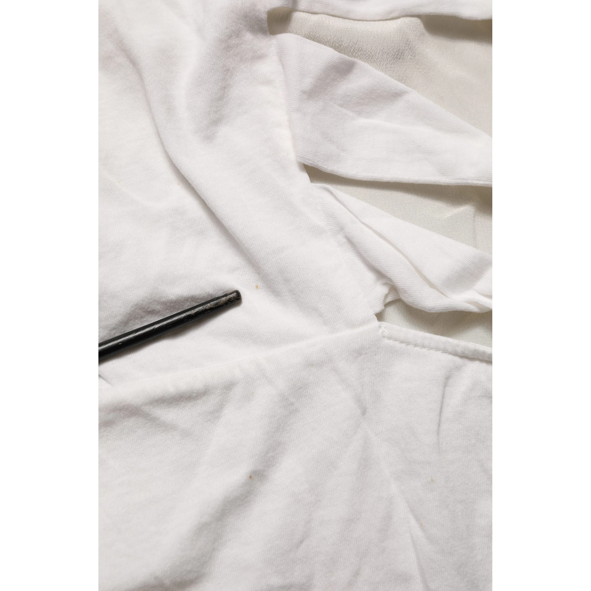Off White Silk Sheer Round Neck Short Sleeves Blouse Top