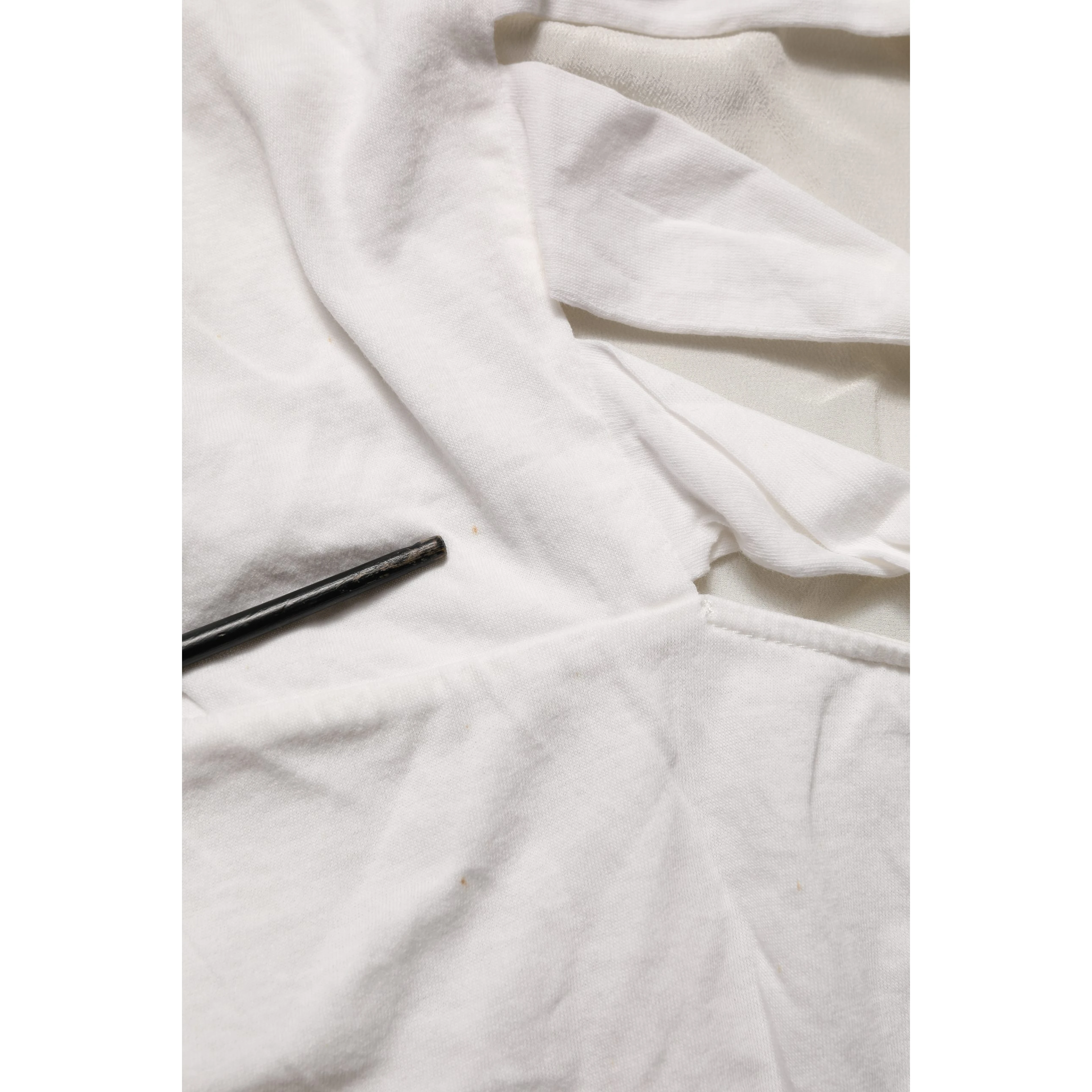 Off White Silk Sheer Round Neck Short Sleeves Blouse Top