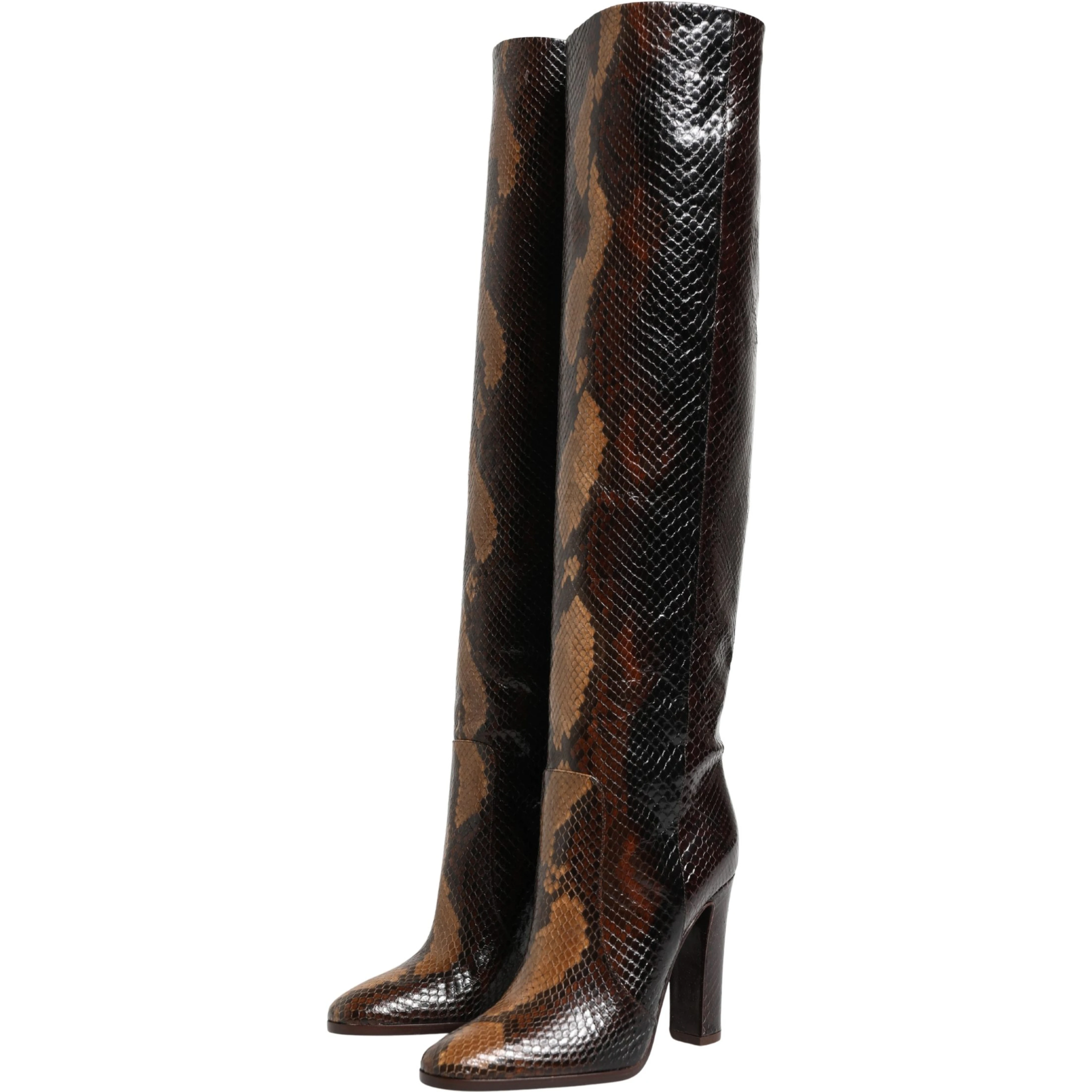 Brown Exotic Leather Knee High Boots Shoes