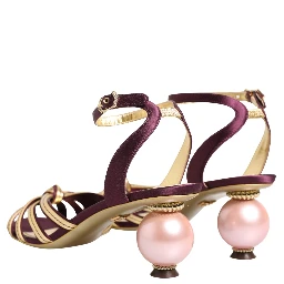 Purple Gold Keira Pearl Heels Sandals Shoes