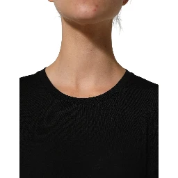 Black Wool Crew Neck Short Sleeves Men T-shirt