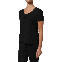 Black DG Logo Cotton Round Neck Tee T-shirt