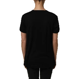 Black Wool Crew Neck Short Sleeves T-shirt