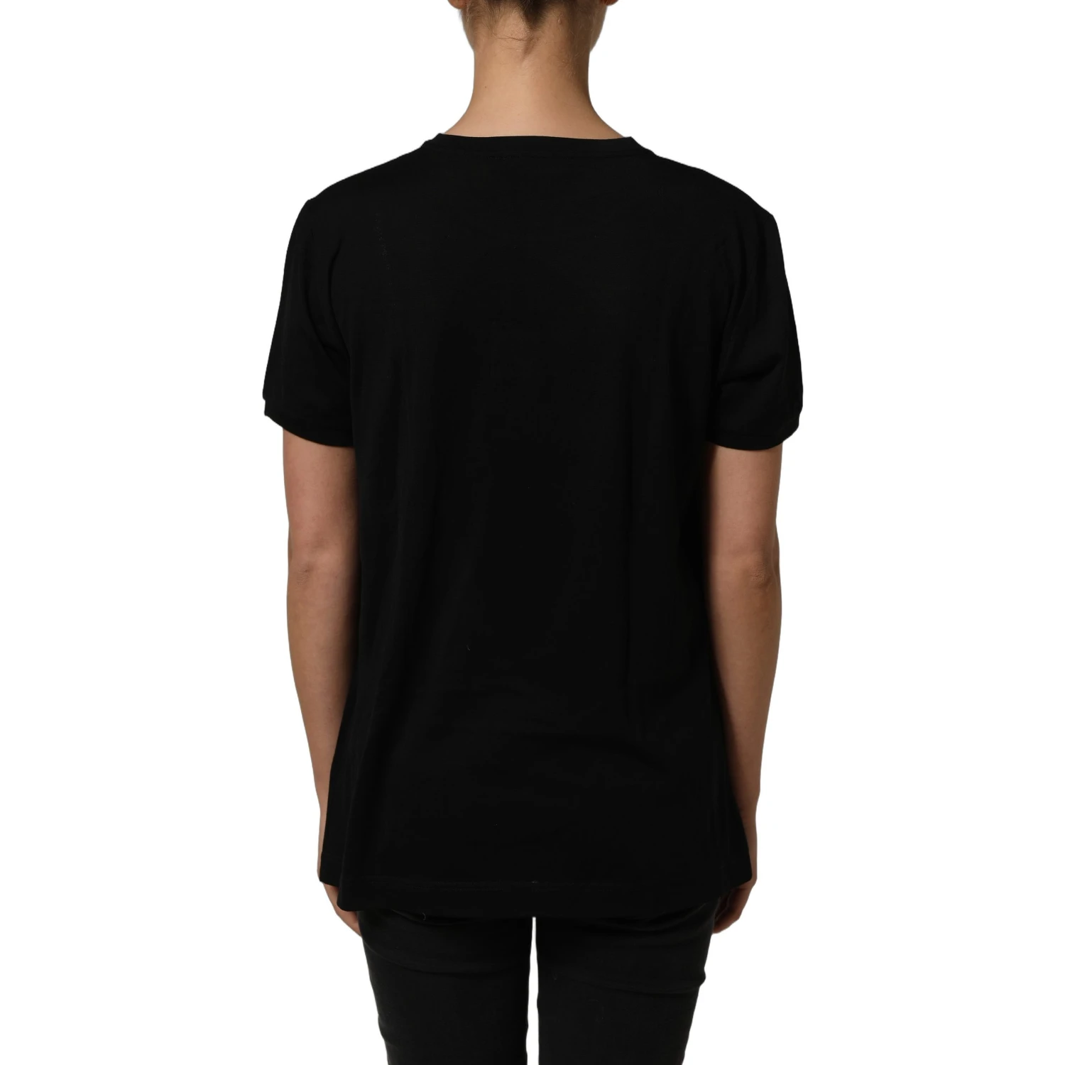 Black Wool Crew Neck Short Sleeves T-shirt