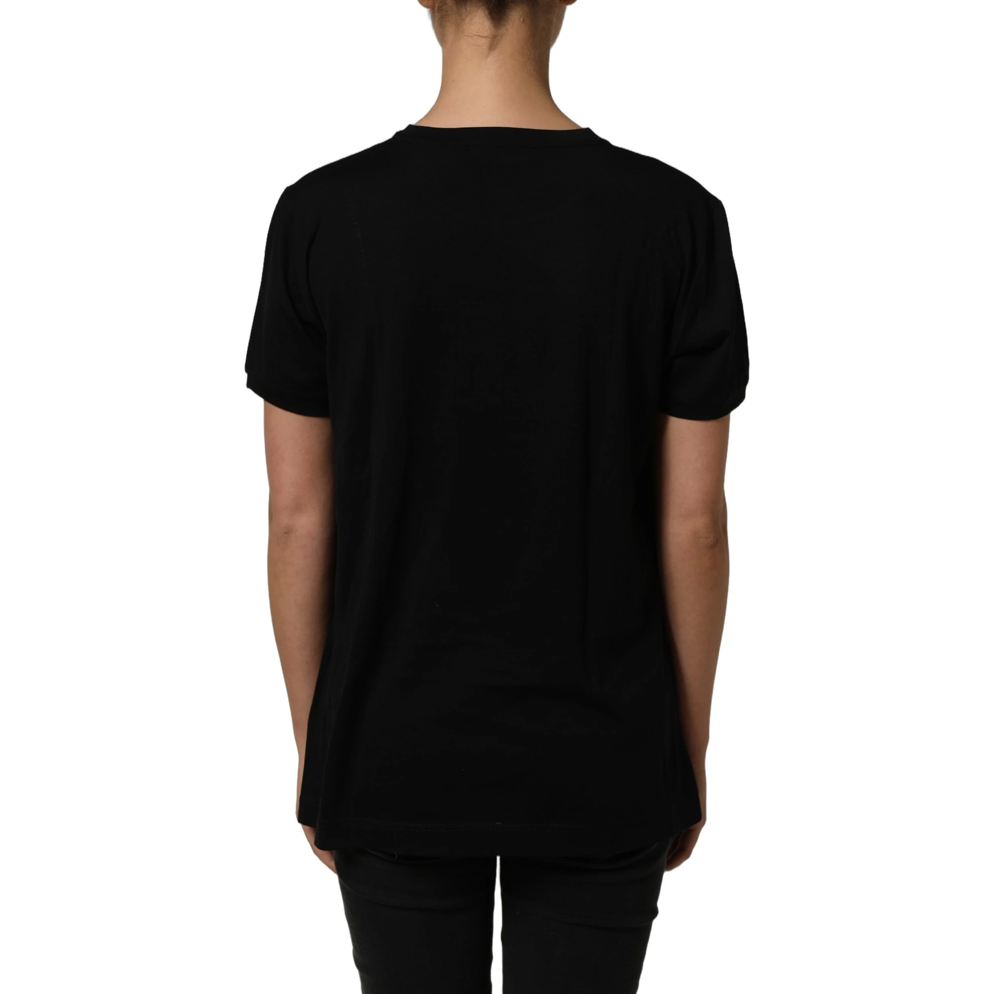 Black Wool Crew Neck Short Sleeves T-shirt