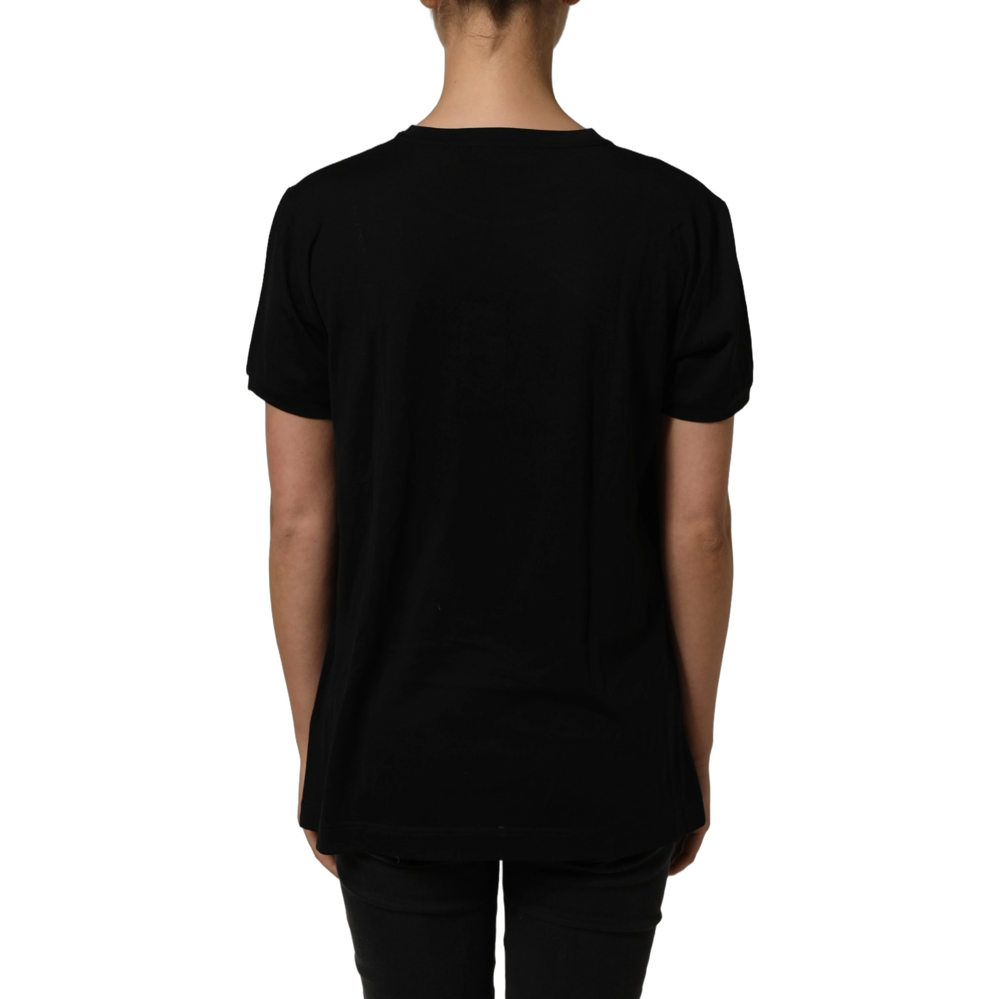 Black Wool Crew Neck Short Sleeves T-shirt