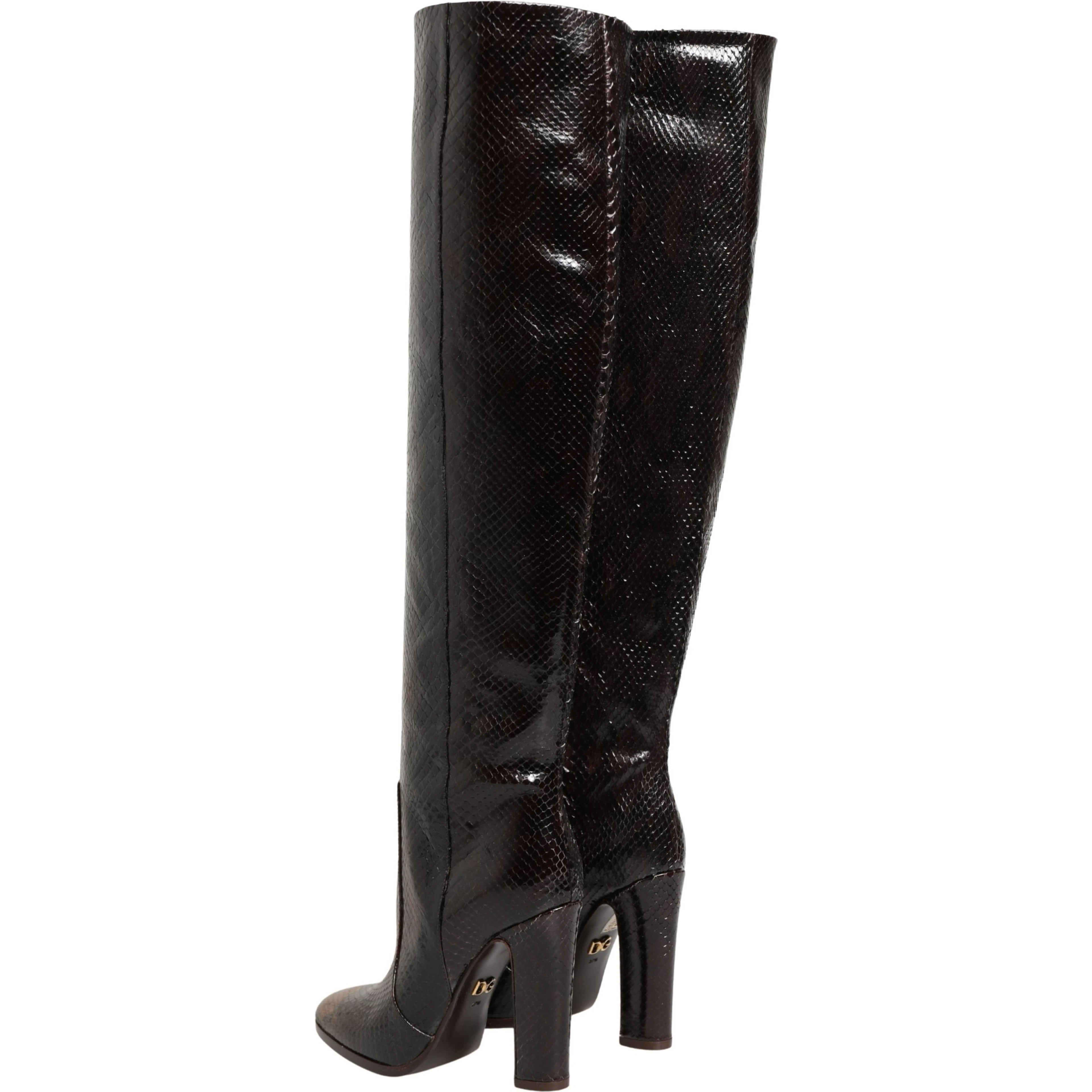 Brown Exotic Leather Knee High Boots Shoes