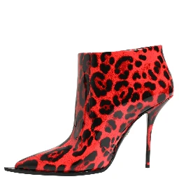 Red Leopard Cardinale Ankle Boots Shoes