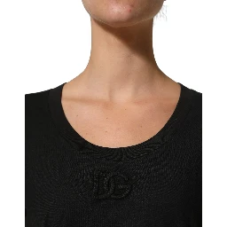 Black DG Logo Cotton Round Neck Tee T-shirt