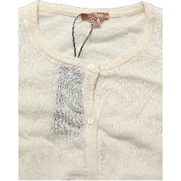 White Knit Cropped Wool Cardigan Sweater