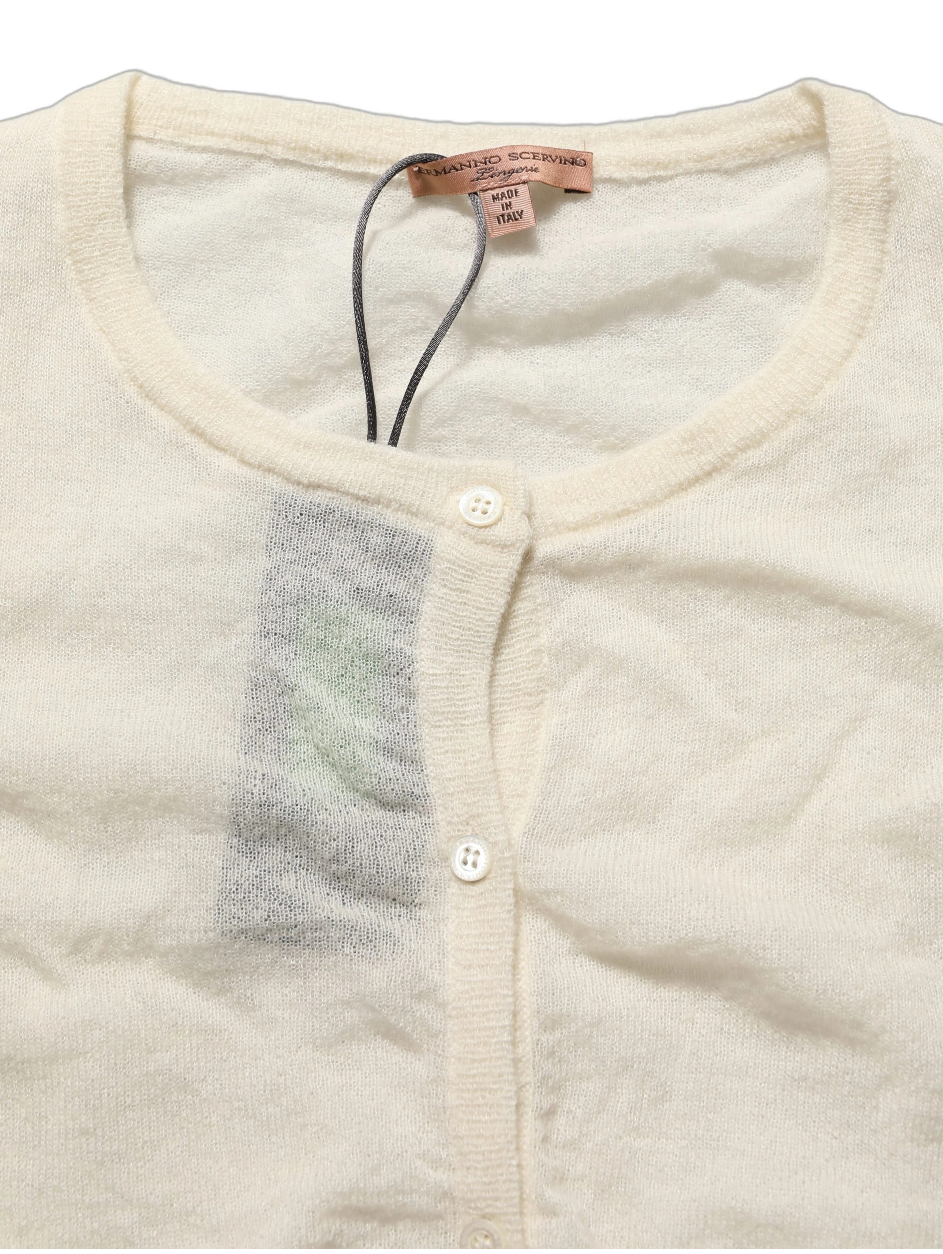 White Knit Cropped Wool Cardigan Sweater