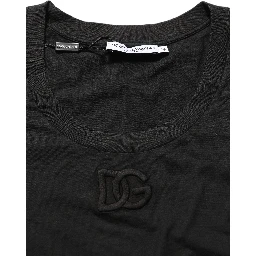 Black DG Logo Cotton Round Neck Tee T-shirt