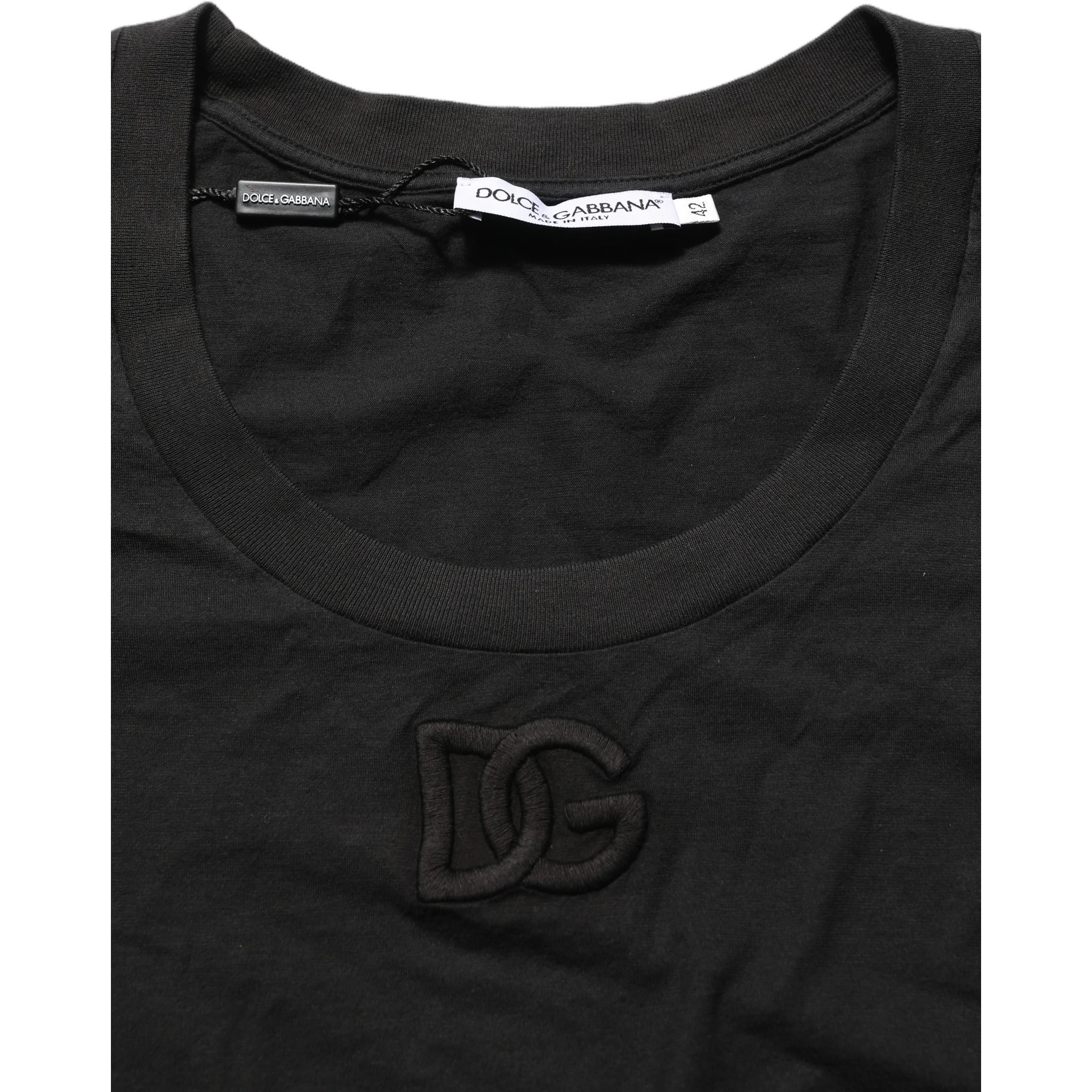 Black DG Logo Cotton Round Neck Tee T-shirt