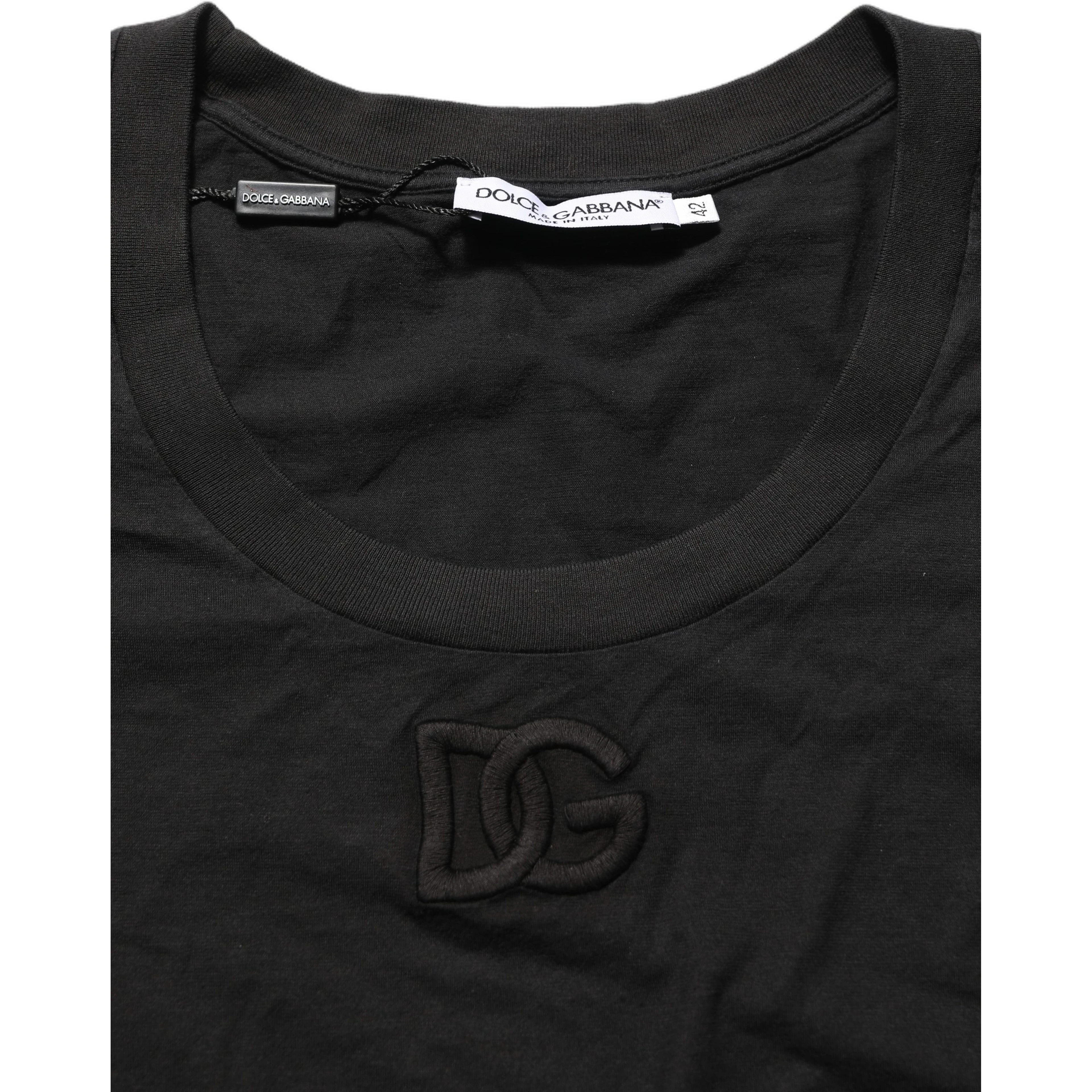 Black DG Logo Cotton Round Neck Tee T-shirt