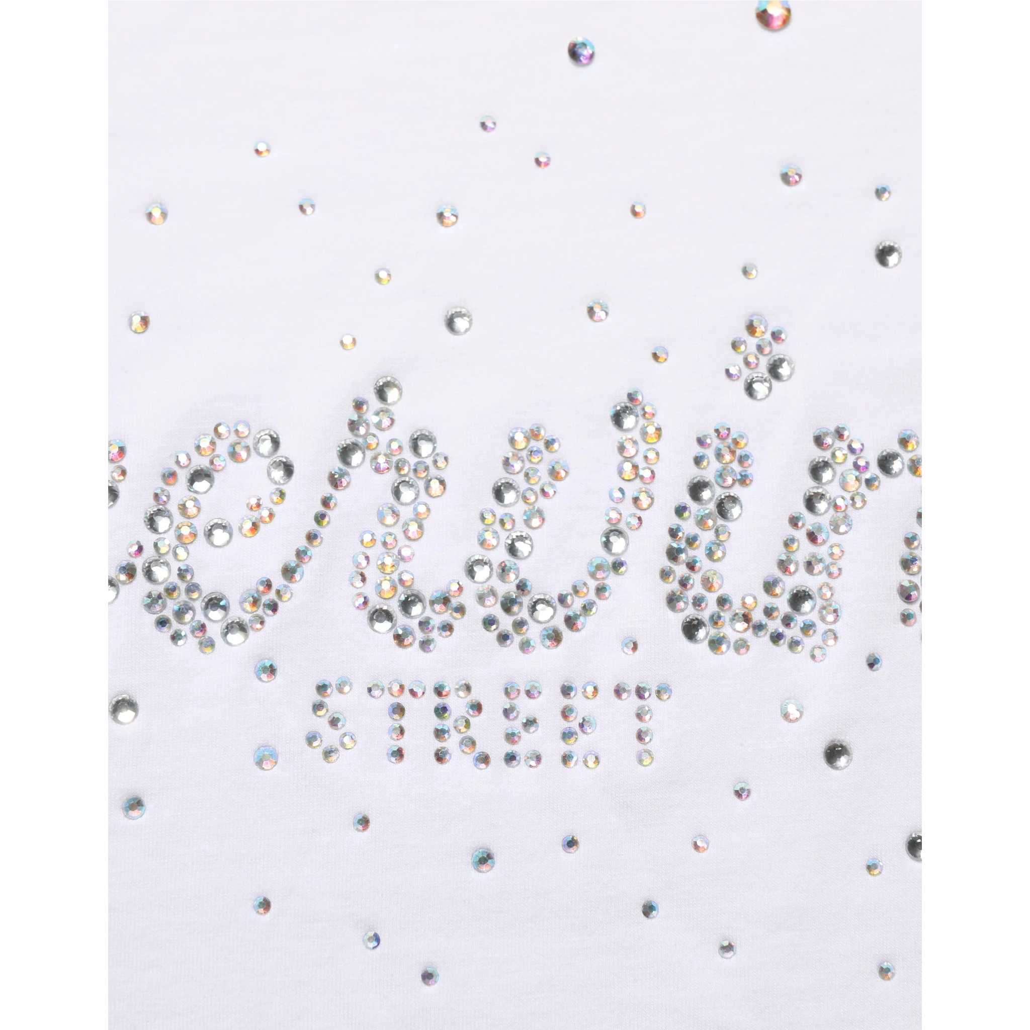 White Crew Neck Short Sleeves Embellished T-shirt