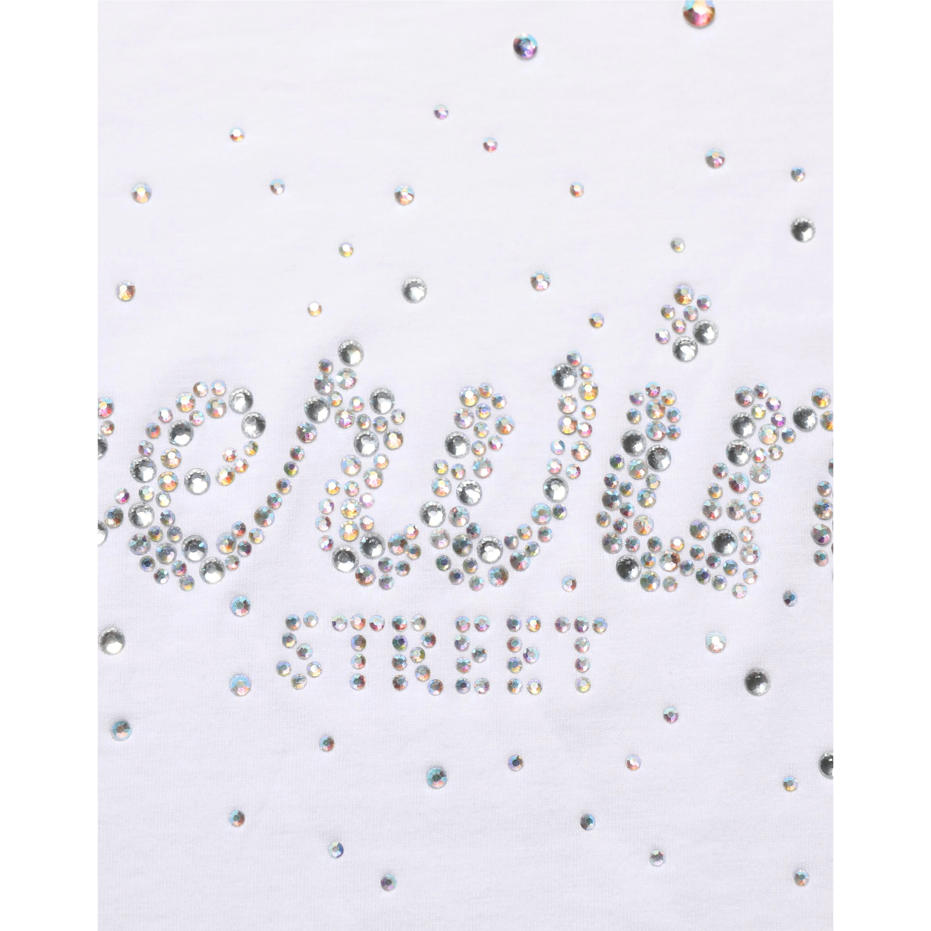 White Crew Neck Short Sleeves Embellished T-shirt