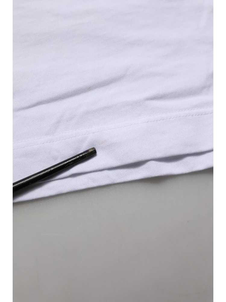 White Floral Logo Cotton Round Neck T-shirt
