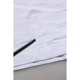 White Floral Logo Cotton Round Neck T-shirt