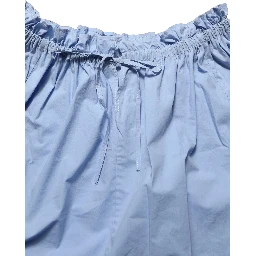 Light Blue Cotton Off Shoulder Long Sleeves Top