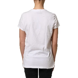 White Crew Neck Short Sleeves Embellished T-shirt