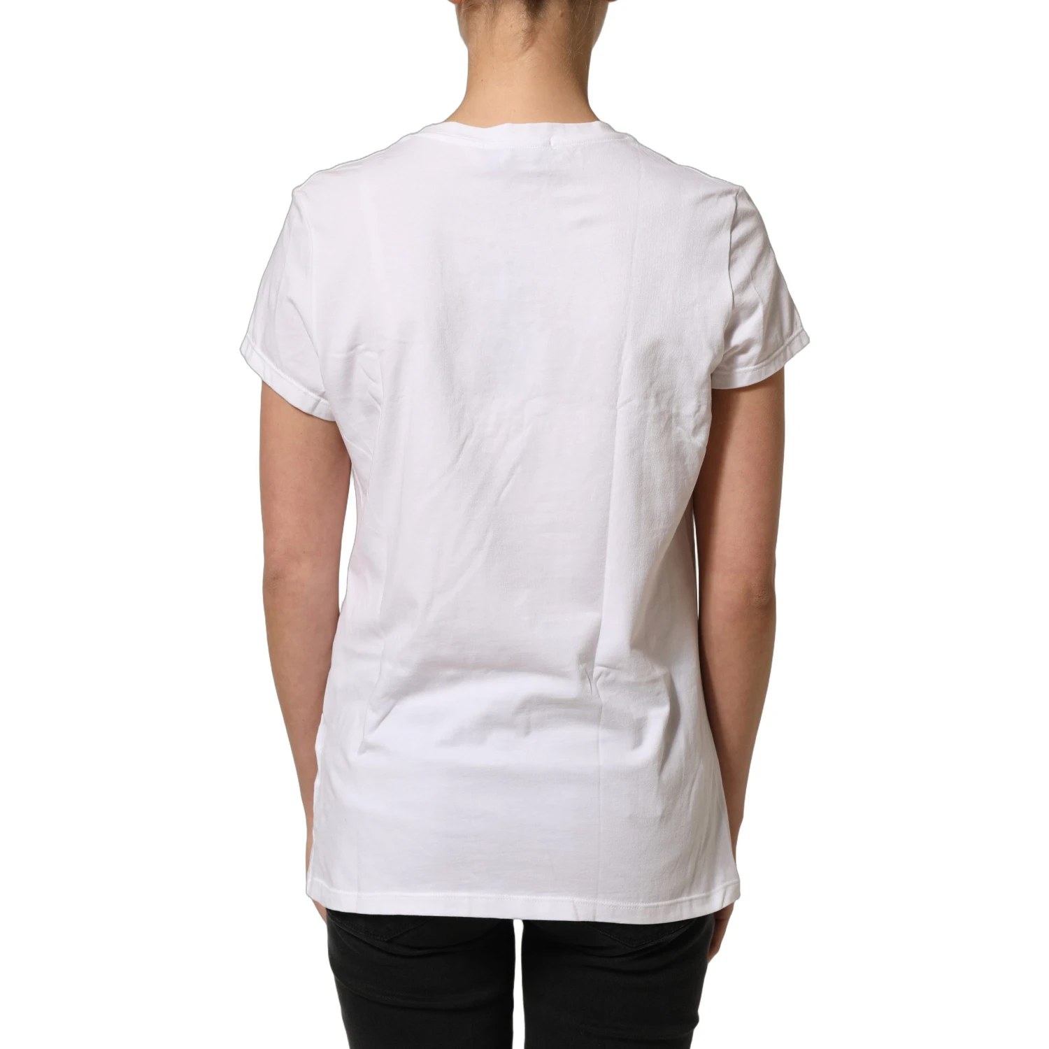 White Crew Neck Short Sleeves Embellished T-shirt
