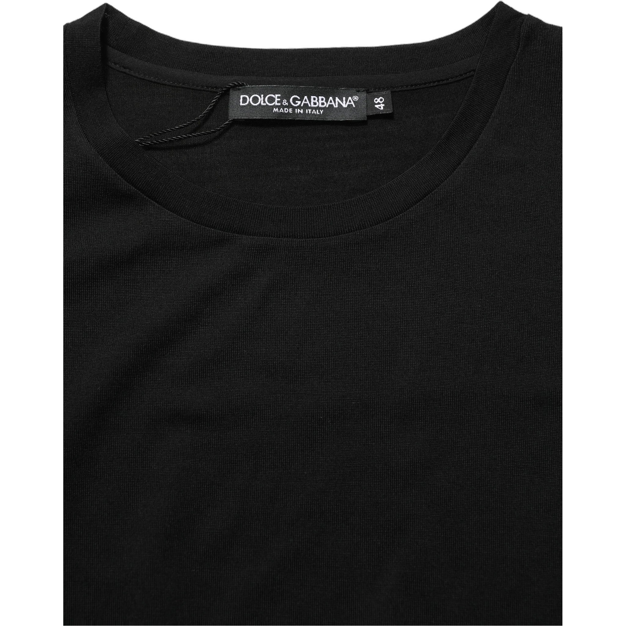 Black Wool Crew Neck Short Sleeves T-shirt