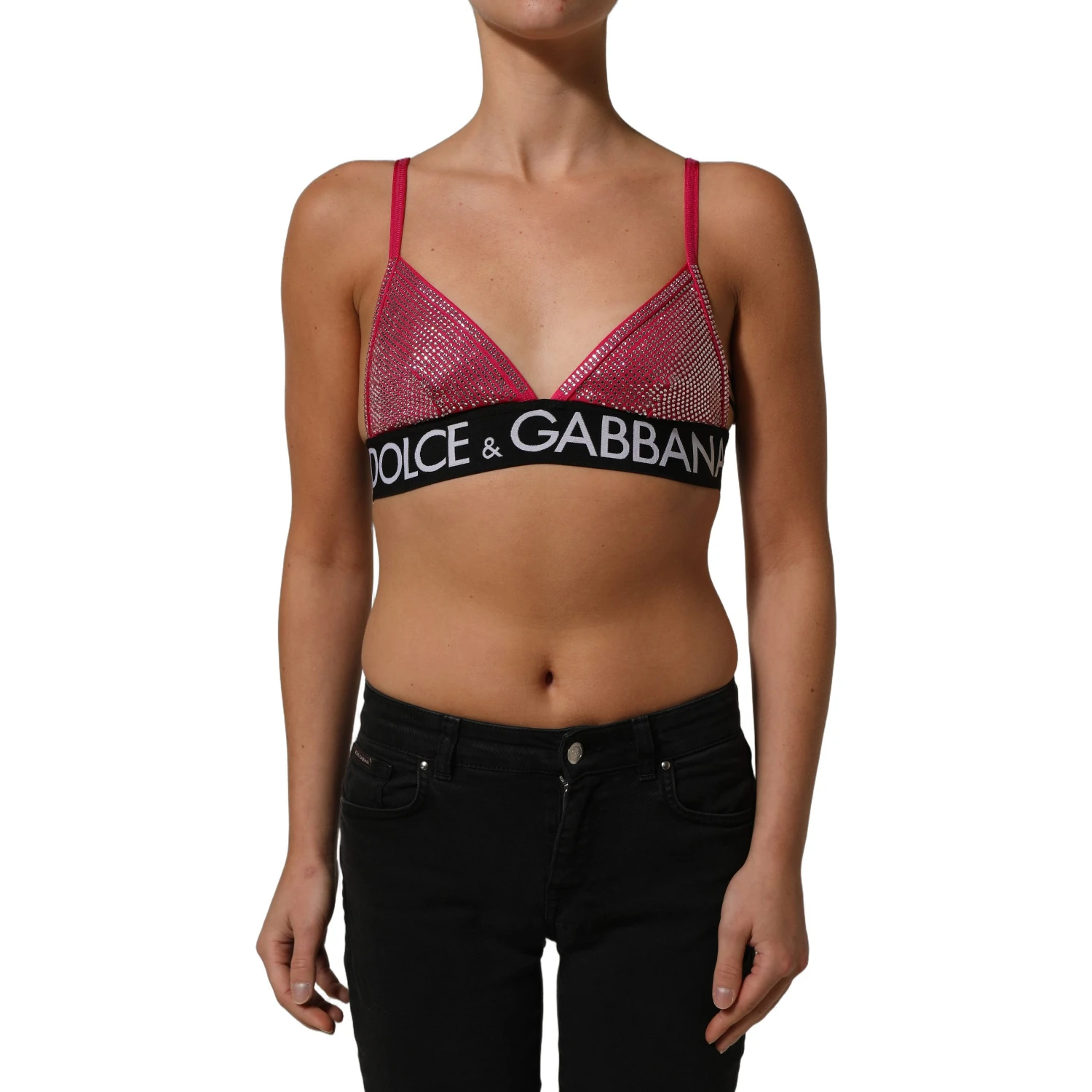 Pink Crystal Embellished Bralette Crop Top