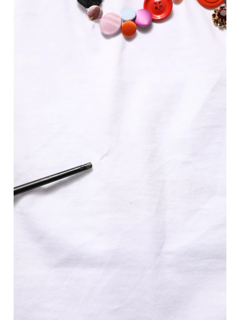 White DG Logo Embellished Round Neck T-shirt
