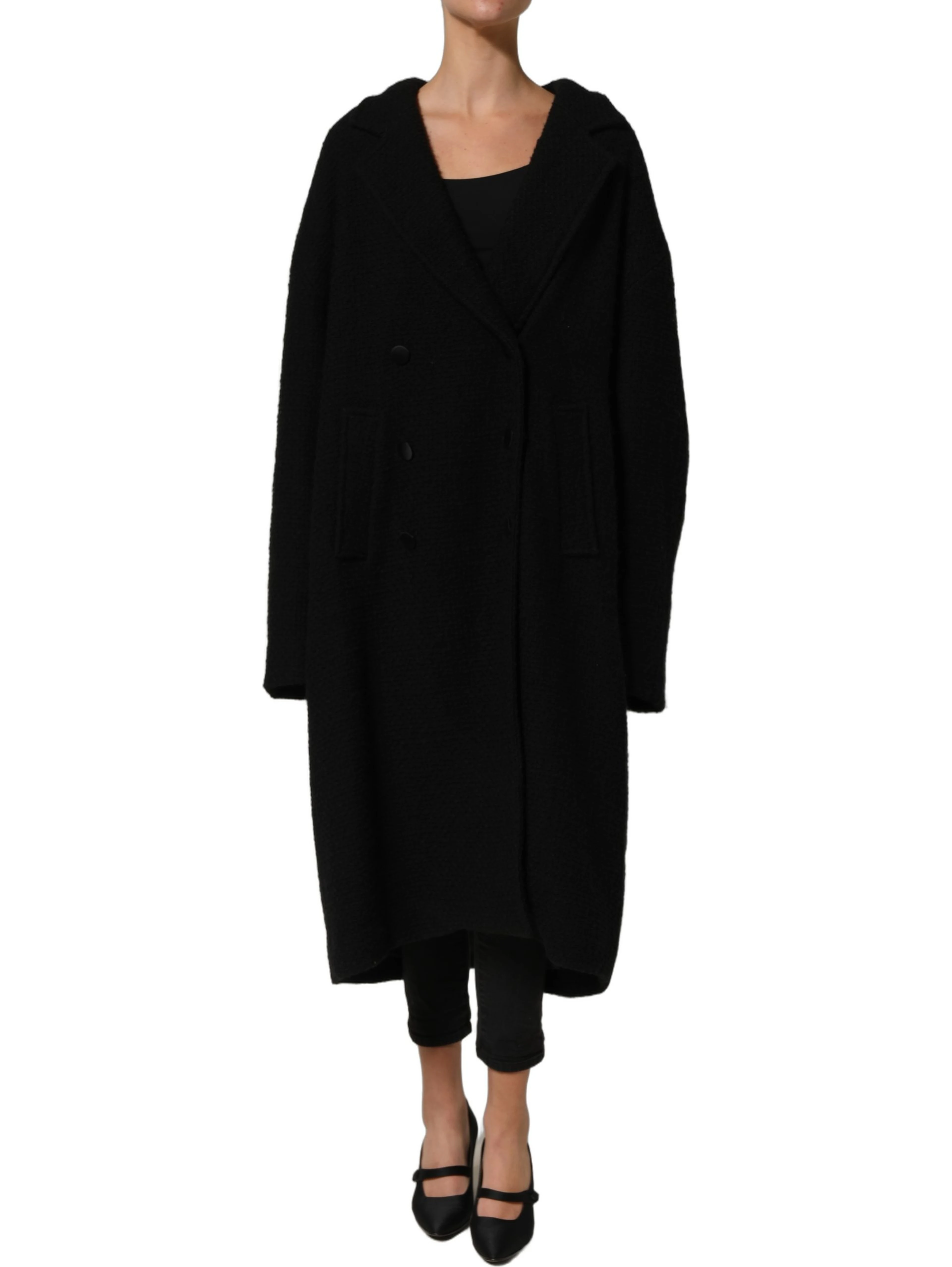 Black Double Breasted Men Trench Coat Jacket
